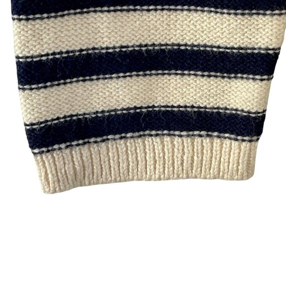 Talbots Cotton Cashmere Cable Knit Peplum Striped Sweater Navy & Cream Size M - Picture 8 of 11